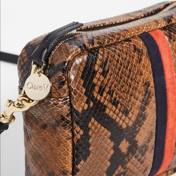 Clare V. Midi Sac crossbody in walnut python - Picture 4 of 15
